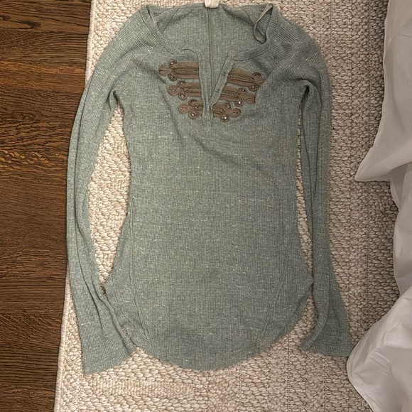 Free people military style Henley small gray - Picture 1 of 4